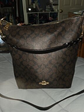 Coach Val Duffle in Signature Canvas with Brown Leather